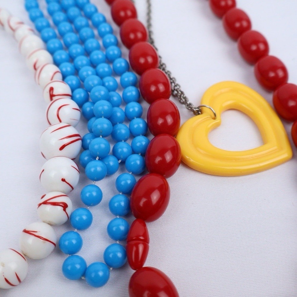 Vintage Jewelry 1980s Primary Color Fun Bright (12) Beads Bangles Brooch - Picture 5 of 5